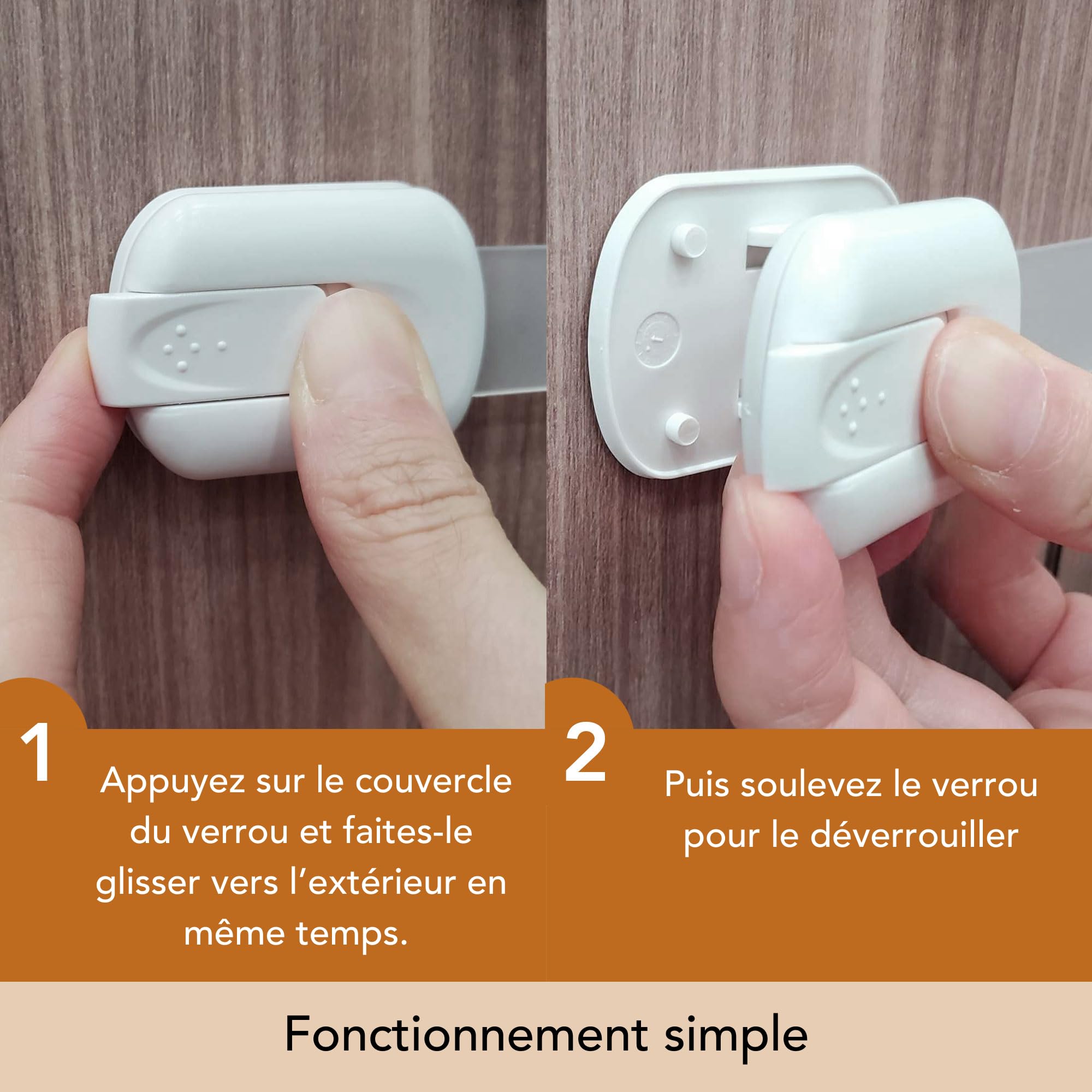 Moonybaby 6 Pièces Serrures Sécurité Enfant Verrouillage Tiroir Placard avec 3M Adhésif Facile à Installer