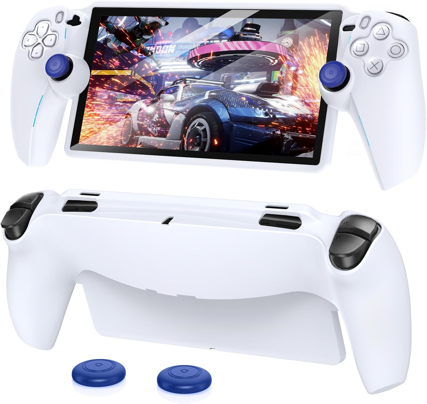 FYOUNG Protective Case for PlayStation Portal, Silicone Soft Grip Cover Case Protector with Full Protection and Non-Slip Thumb Grips Accessories Kit for PlayStation Remote Player (White)