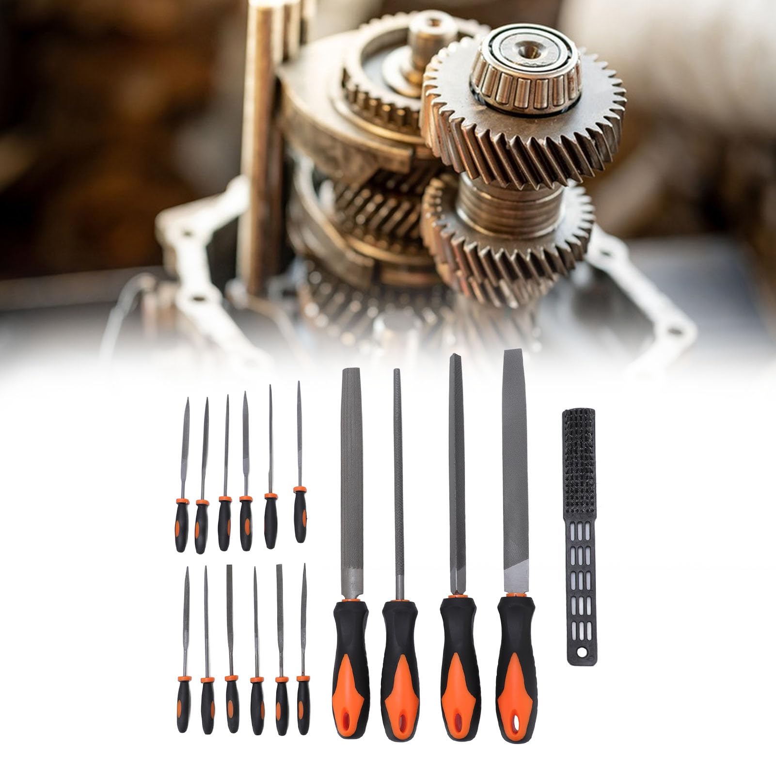 Ensemble d'outils de limes, avec étui de transport, demi-rond, Triangle, limes plates et à aiguilles, brosse, limes à main en acier au carbone, 17 pièces