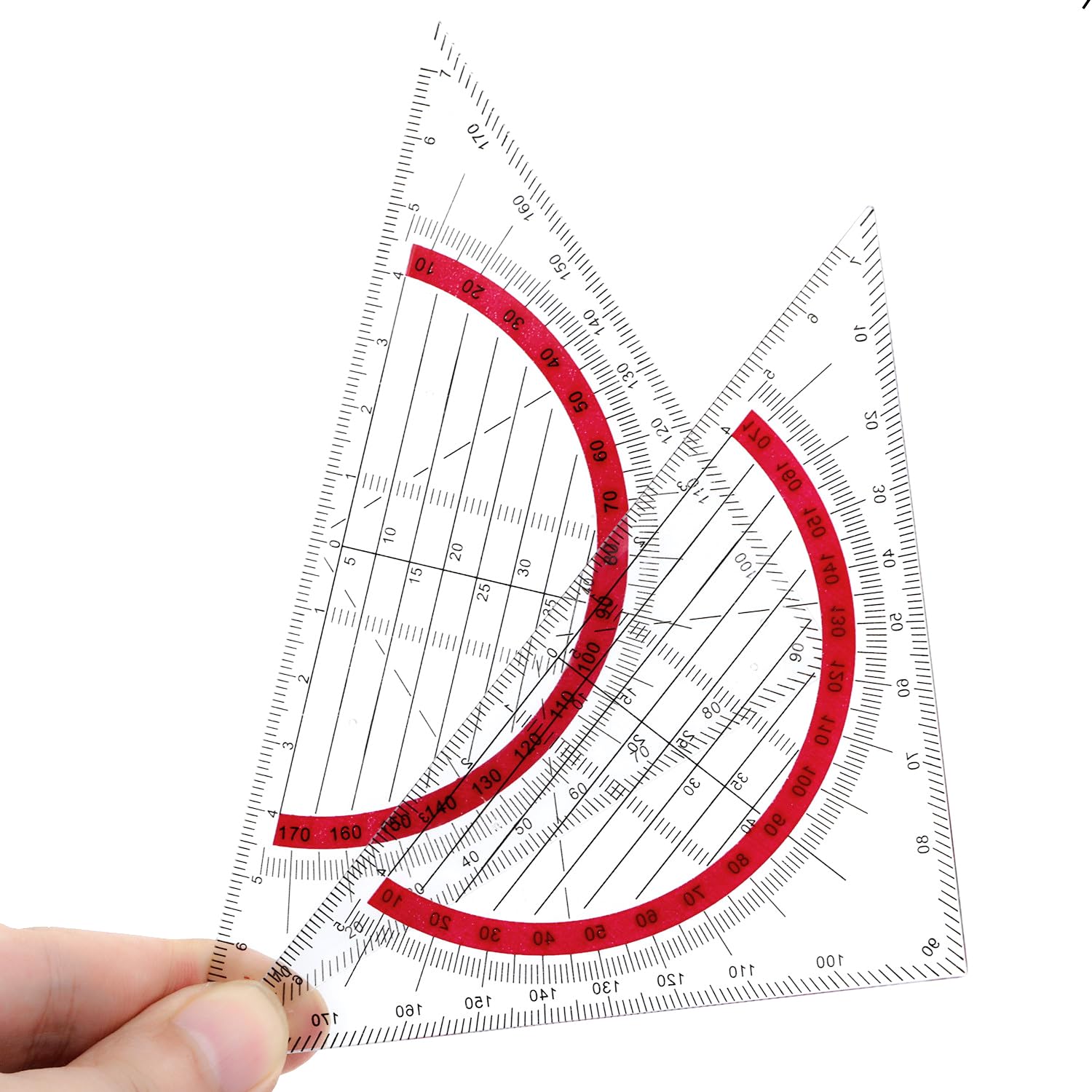 Unique Bargains Triangle Ruler Square Set 90mm 45 Degrees Plastic Stationery Math Geometry 2pcs - View #8