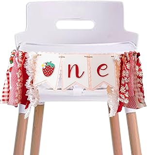 Strawberry Highchair Banner 1st Birthday - Sweet One Birthday Party Decorations,Strawberry 1st Birthday Banner for Girls, Strawberry Theme Party Supplies,Cake Smash Photo Props (banner Strawberry)
