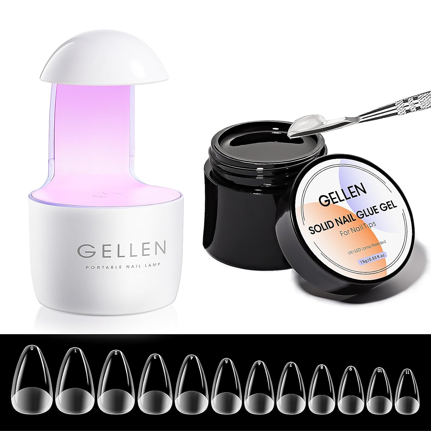 Gellen Gel x Nail Kit Nail Extension Set with 240Pcs Short Almond Soft Gel Nail Tips