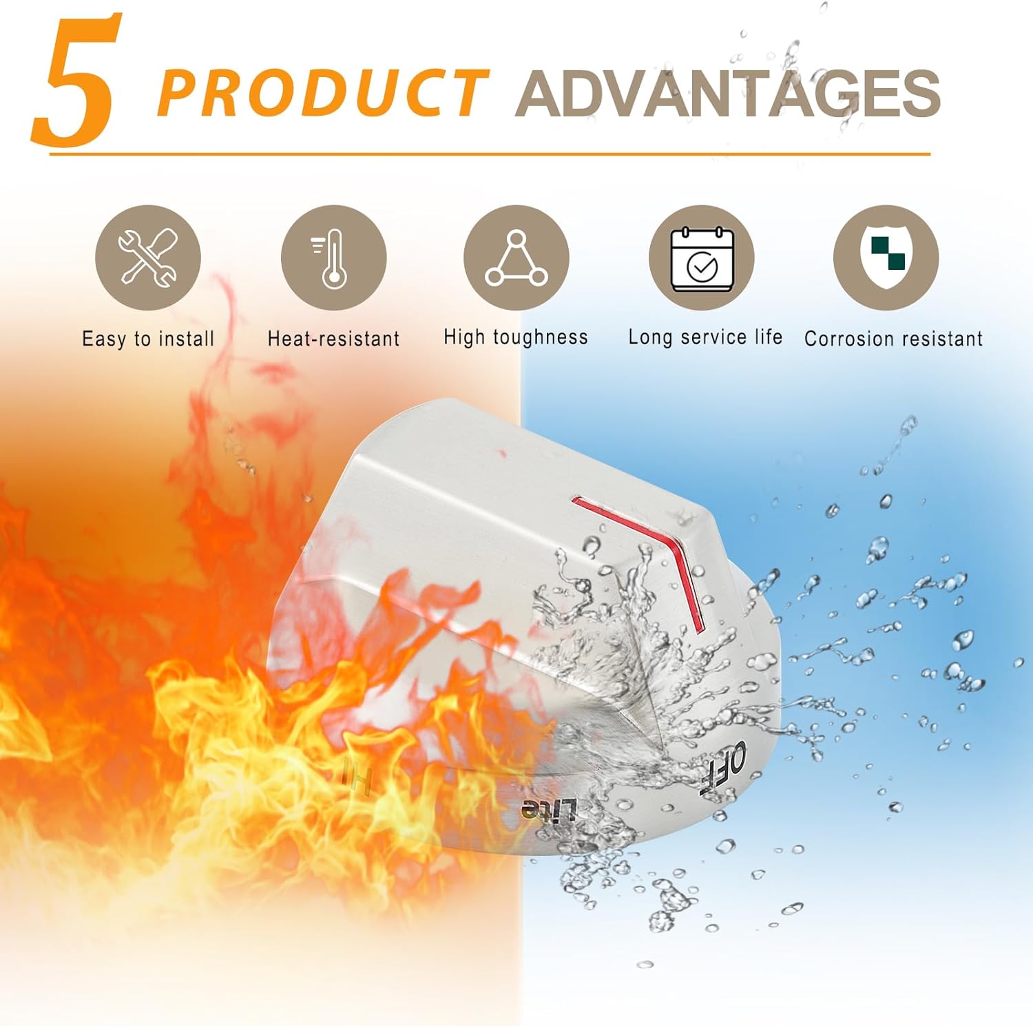 atgestore DG94-04167 Stainless Steel Gas Stove Knobs Replacement for Samsung Stove Oven Knobs DG94-04167A NX60A6511SS NX60A6111SS Samsung Range Knobs Gas Cooktop Burner Control Knobs 5Pcs