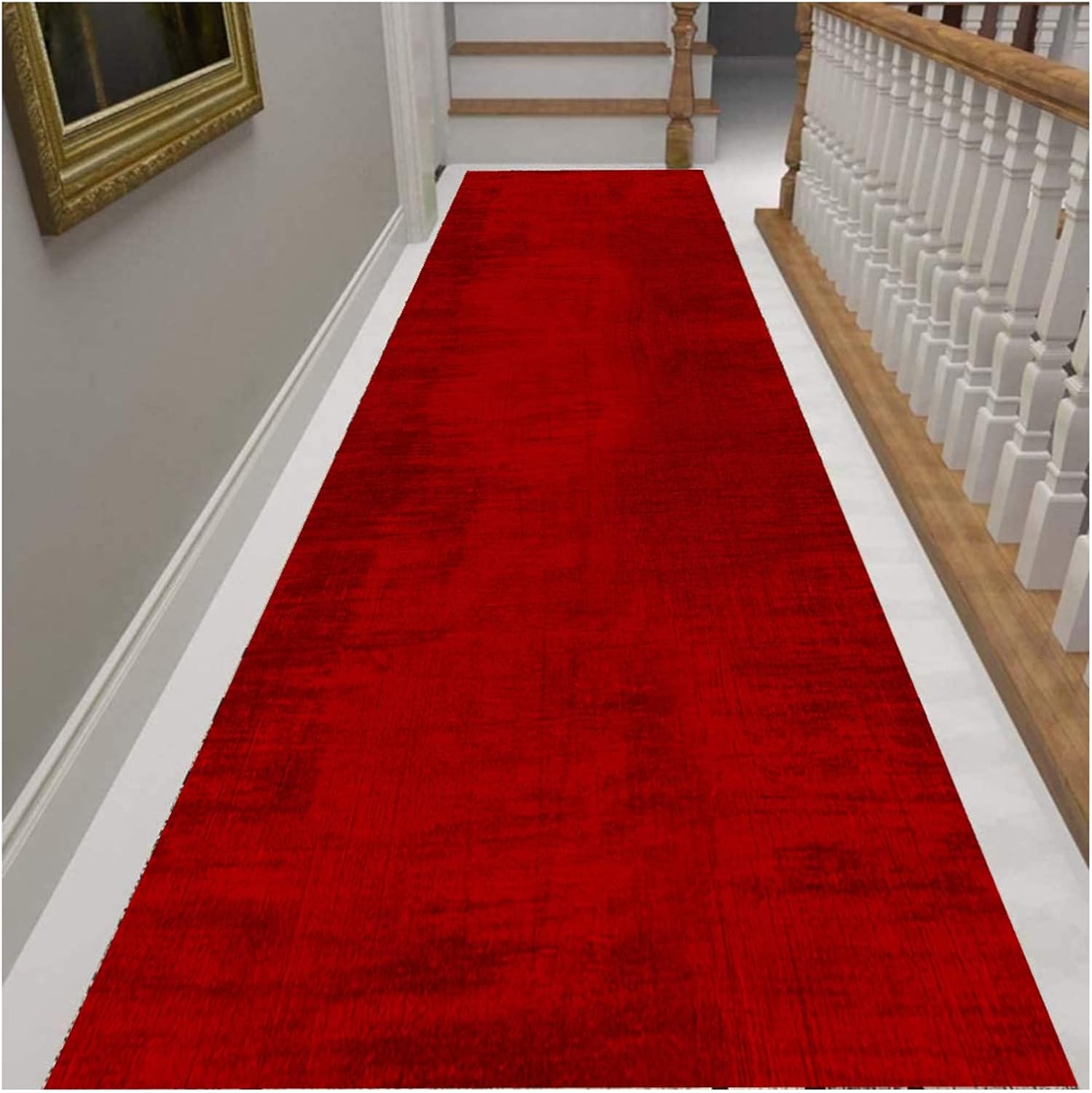 Siunwdiy Carpet hall runner extra long in Burgundy Hallway Rug Runner 70X300CM, with Non Slip
