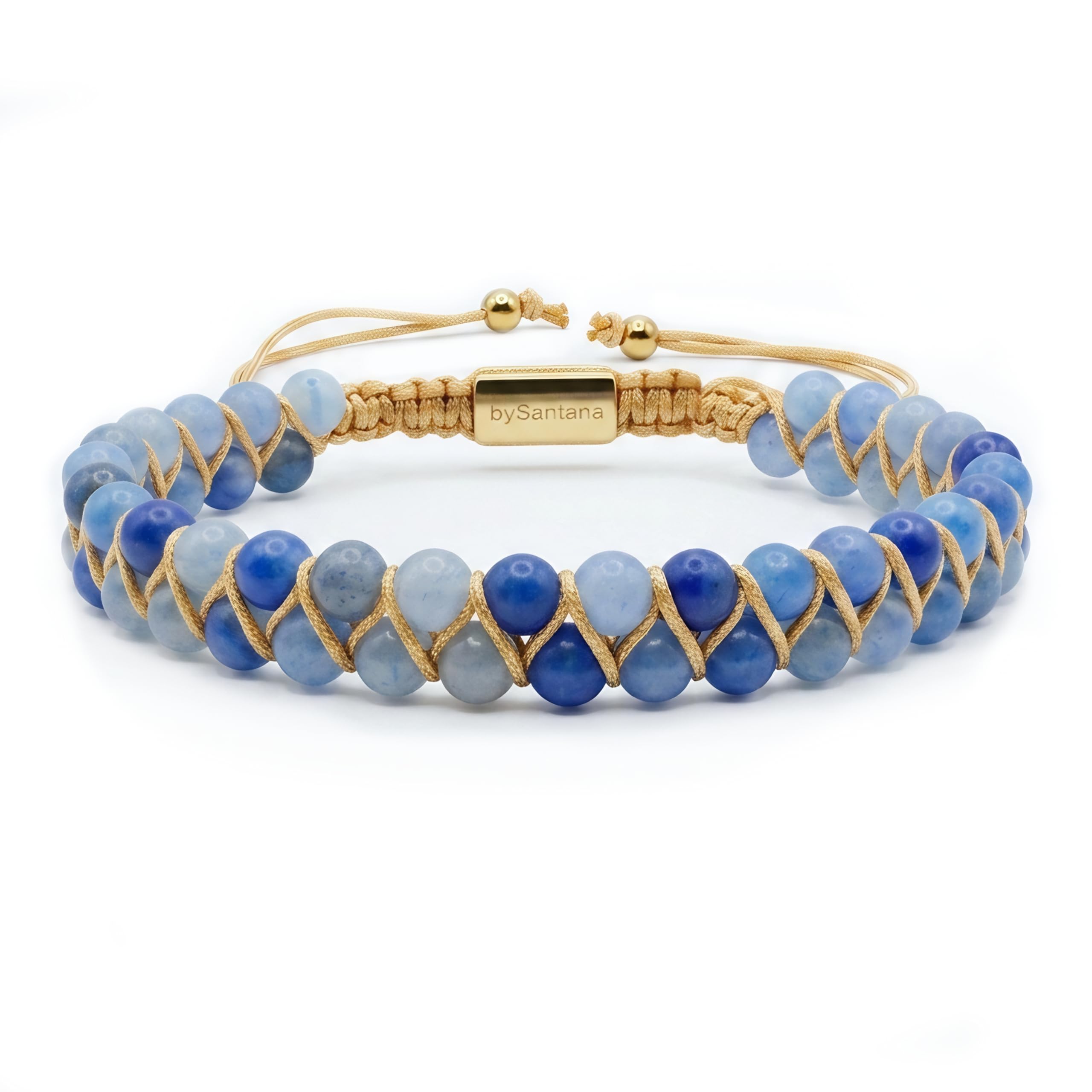 Naturstein Armband Damen, Edelstein Perlenarmband Boho Style Doppelarmband | Verstellbar, Stapelbar, 4mm Perlen, Doppelte Perlenreihe Geflochten, Robust & Leicht, Für Damen oder Herren, Mit Geschenkbox