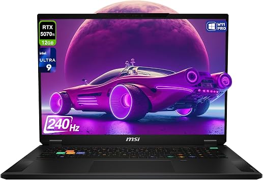 msi Stealth 18 HX AI Gaming Laptop, Intel Ultra 9-275HX, 96 GB DDR5 RAM, 2 TB PCIe SSD, 18" QHD+ 2560x1600 240Hz Display, Nvidia G-Force RTX 5070Ti, Per-Key RGB Keyboard, W11 Pro, Midnight Black