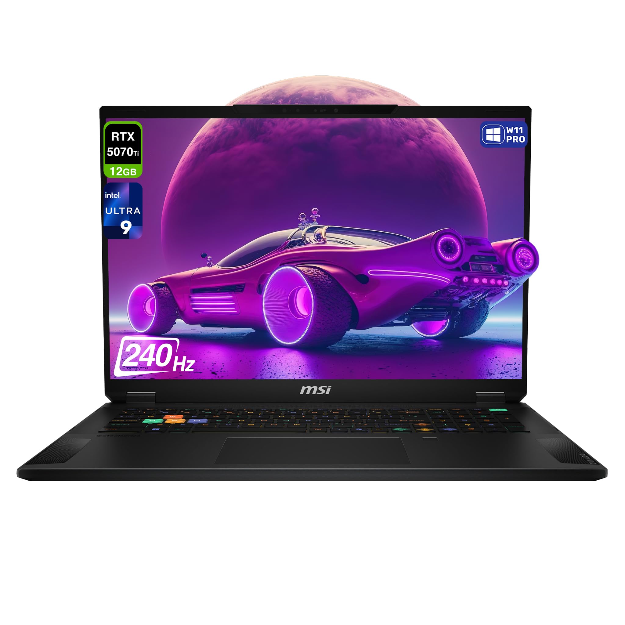Stealth 18 HX AI Gaming Laptop, Intel Ultra 9-275HX, 64 GB DDR5 RAM, 2 TB PCIe SSD, 18" QHD+ (2560x1600) 240Hz Display, Nvidia G-Force RTX 5070Ti, Per-Key RGB Keyboard, W11 Pro, Midnight Black