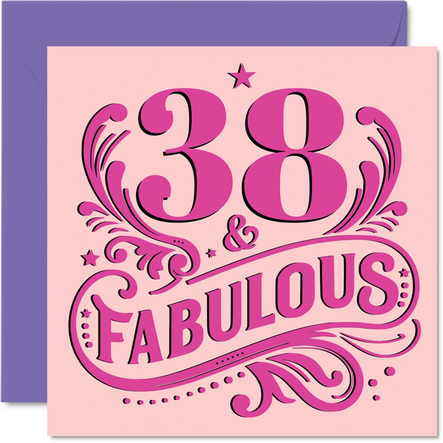 38th Birthday Cards for Women - Fabulous - Happy Birthday Card for 38 Year Old Woman Daughter Friend Neighbour Sister, 145mm Bday Greeting Cards
