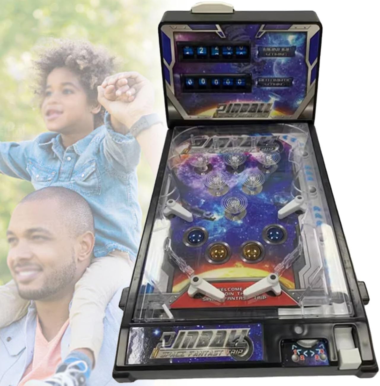 Pinball Machine Tabletop, Portable Pinball Machines for 4+ Year Old Boys and Girls, Electronic Pinball Game Toys with Light and Sound Effects, Digital-Counter, Birthday Party Gift