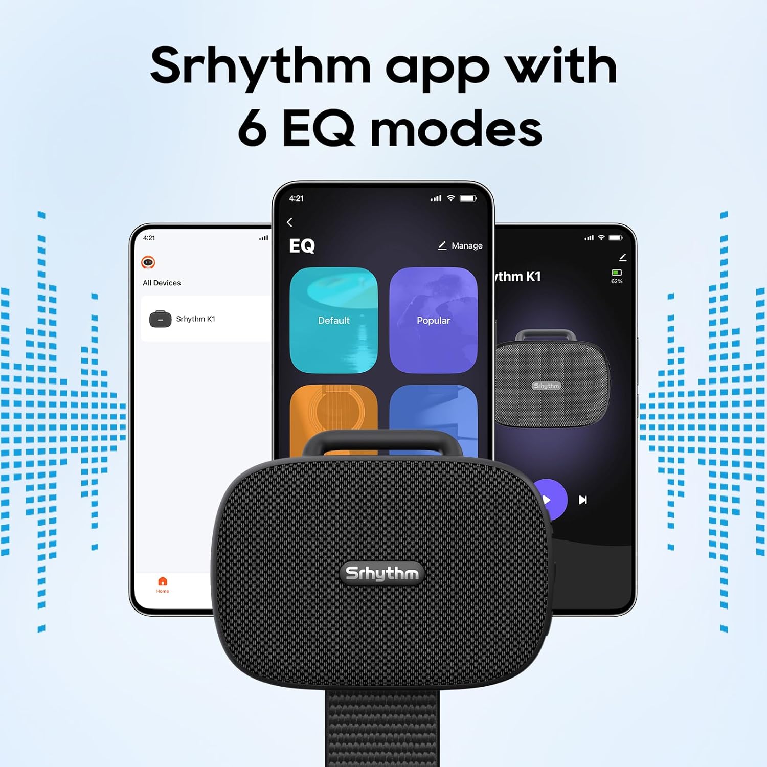 Srhythm K1 Portable Wireless Speaker with App 6 Customizable EQ Modes, Bluetooth 6.0, IPX7 Waterproof, 20H Playtime,Small Speaker for Sports Enthusiasts - Image 6