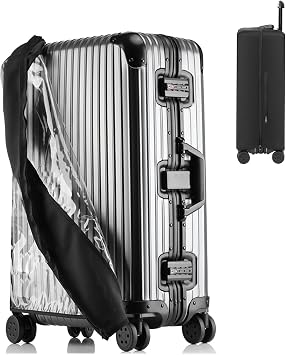 Veki-Clear Suitcase Covers for Luggage, PVC Luggage Cover, No Need To Remove, Dust Cover for 18-30 Inches Suitcase Black, 30