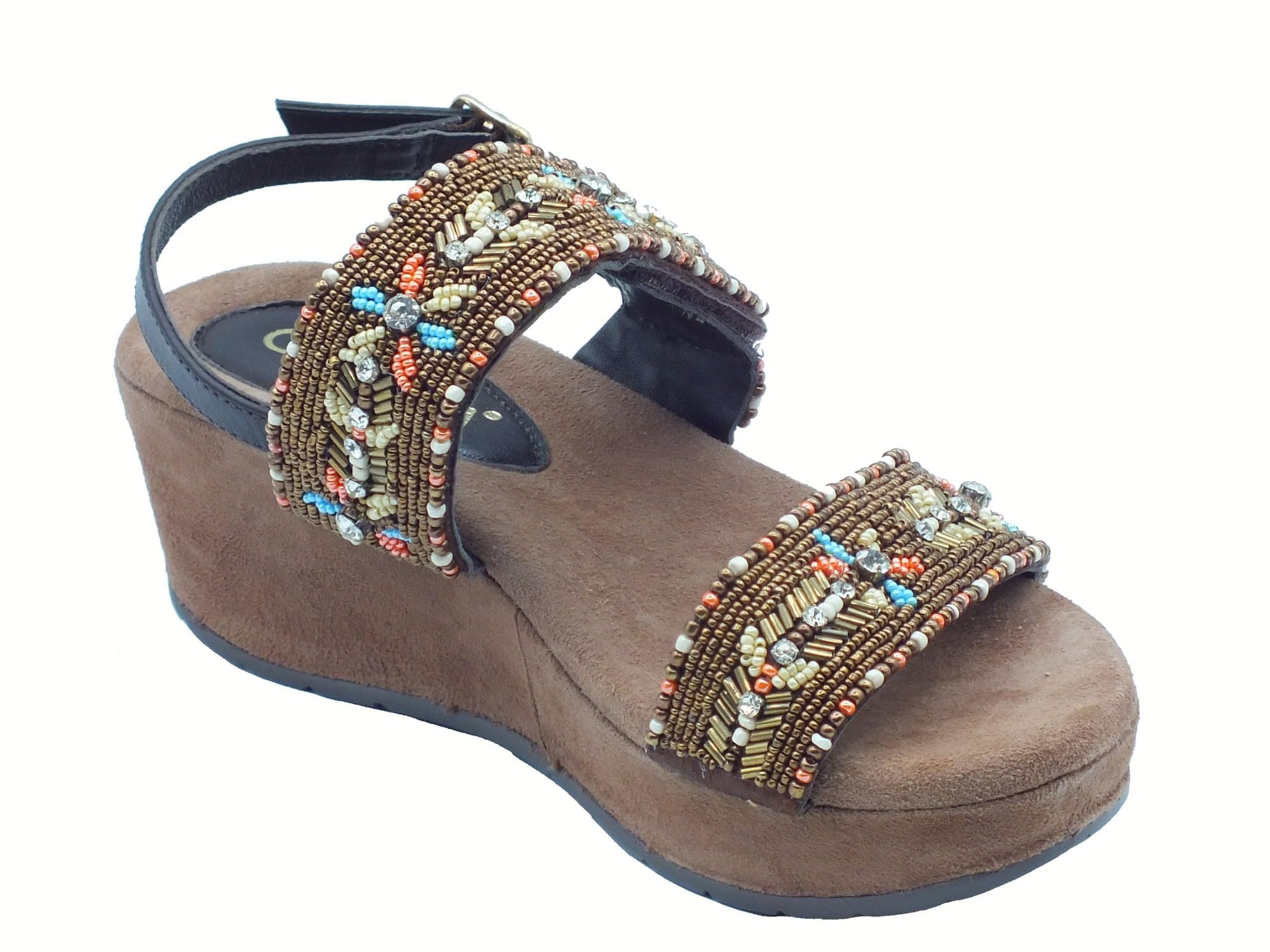 Cinzia Soft IT1040 Bronze Multi Sandali Donna con Perline Brillantini Multicolore Zeppa Media