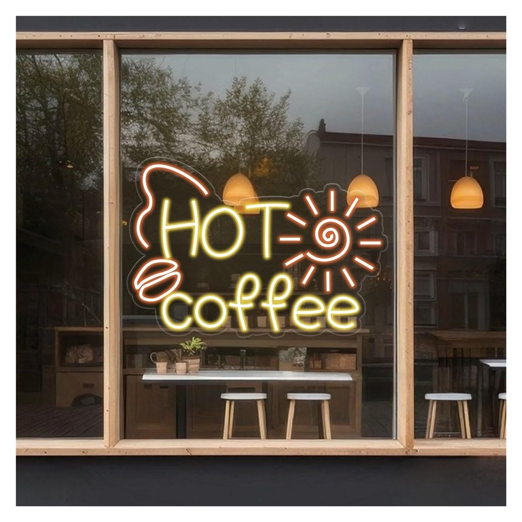RONGCH Hanging Art Signs Hot Coffee Neon Sign,Suitable for Cafe Bar Kitchen Wall Decor with Dimmable 28cmx40cm(A)