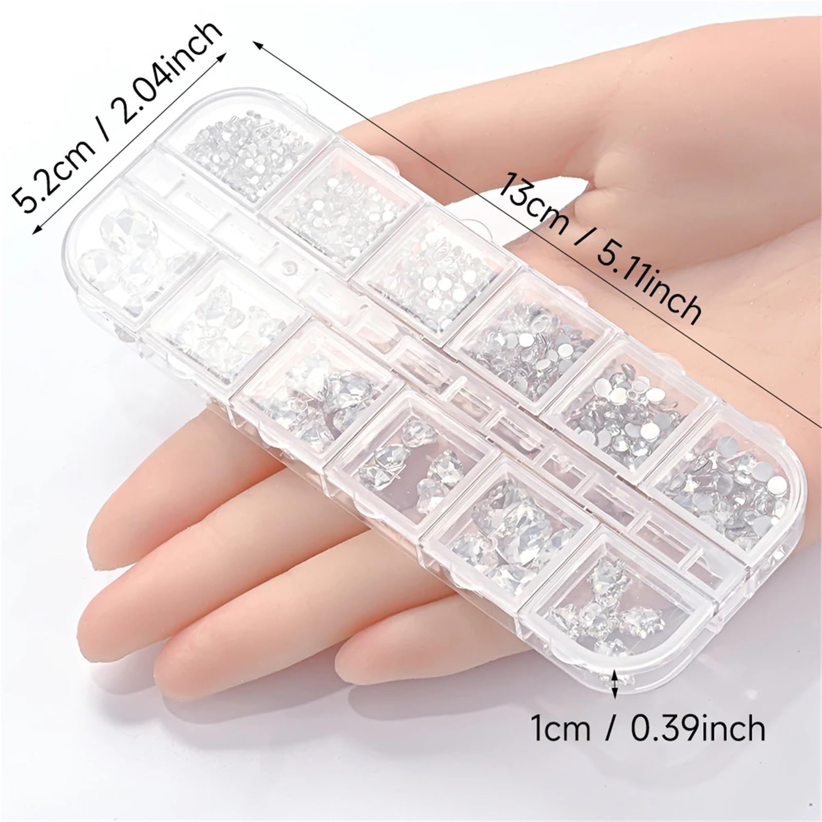 Kit di 8 strass in vetro trasparente con 12 griglie 3D per nail art, strass misti rotondi e a forma speciale, decorazione fai da te per manicure (rosa)