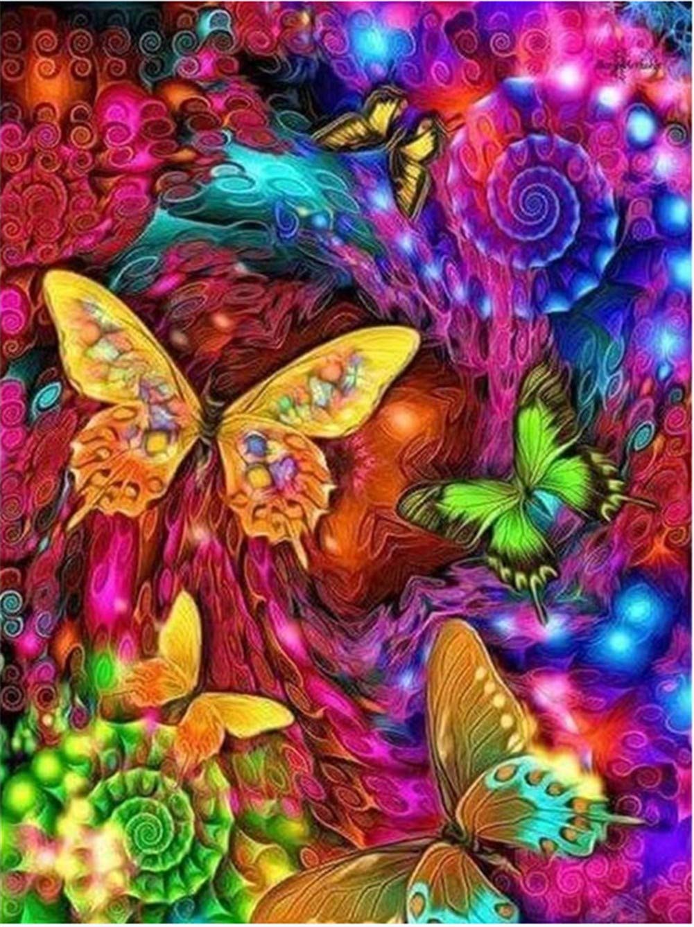 Broderie Diamant Point de Croix Papillon 70x90 kit complet avec strass image salon autocollant