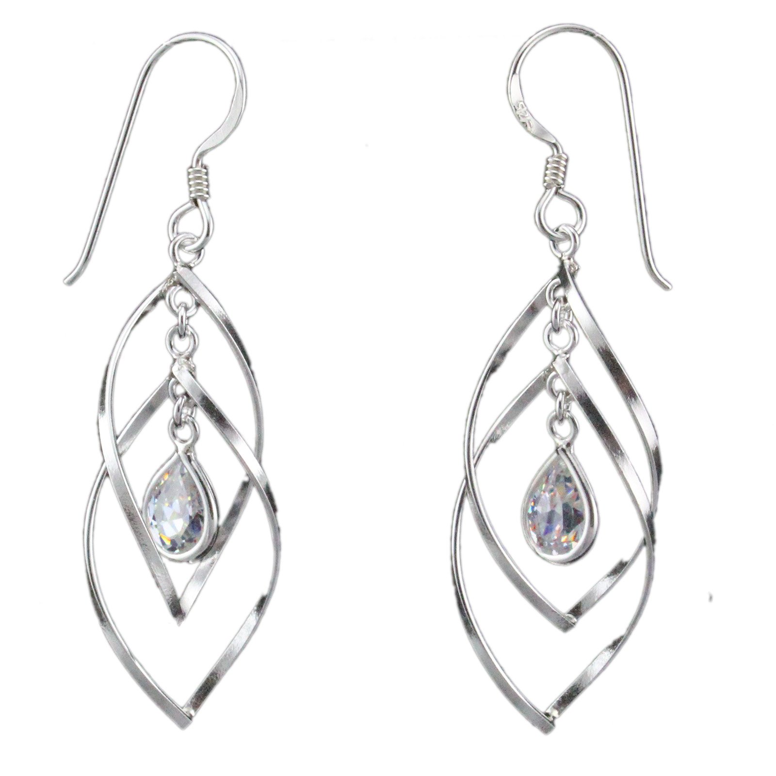 Orecchini Pendenti In Argento Sterling Con Pietre CZ A Punta