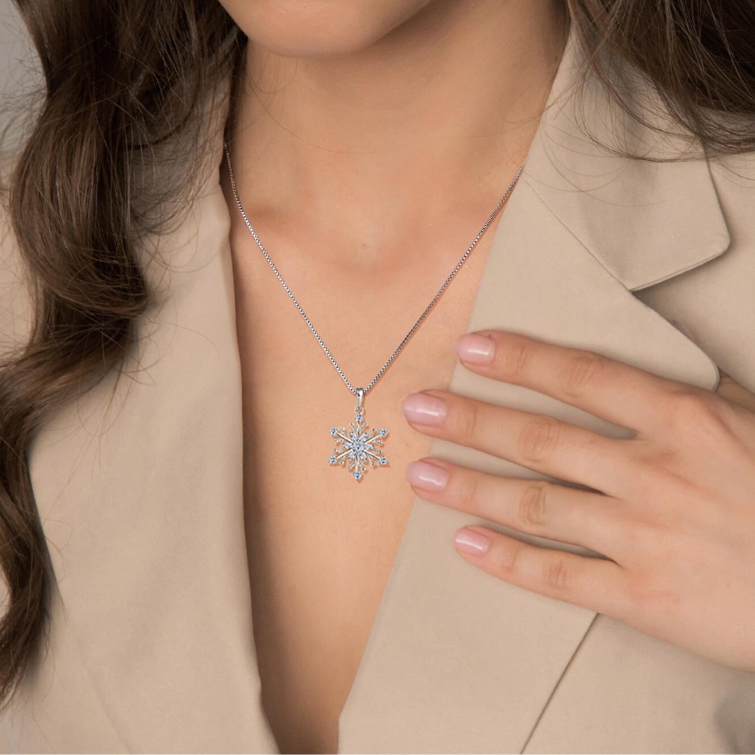 925 Sterling Silver Snowflake Necklace Birthstone Snowflake Pendant Necklaces for Women Cubic Zirconia Christmas Jewelry - Image 4