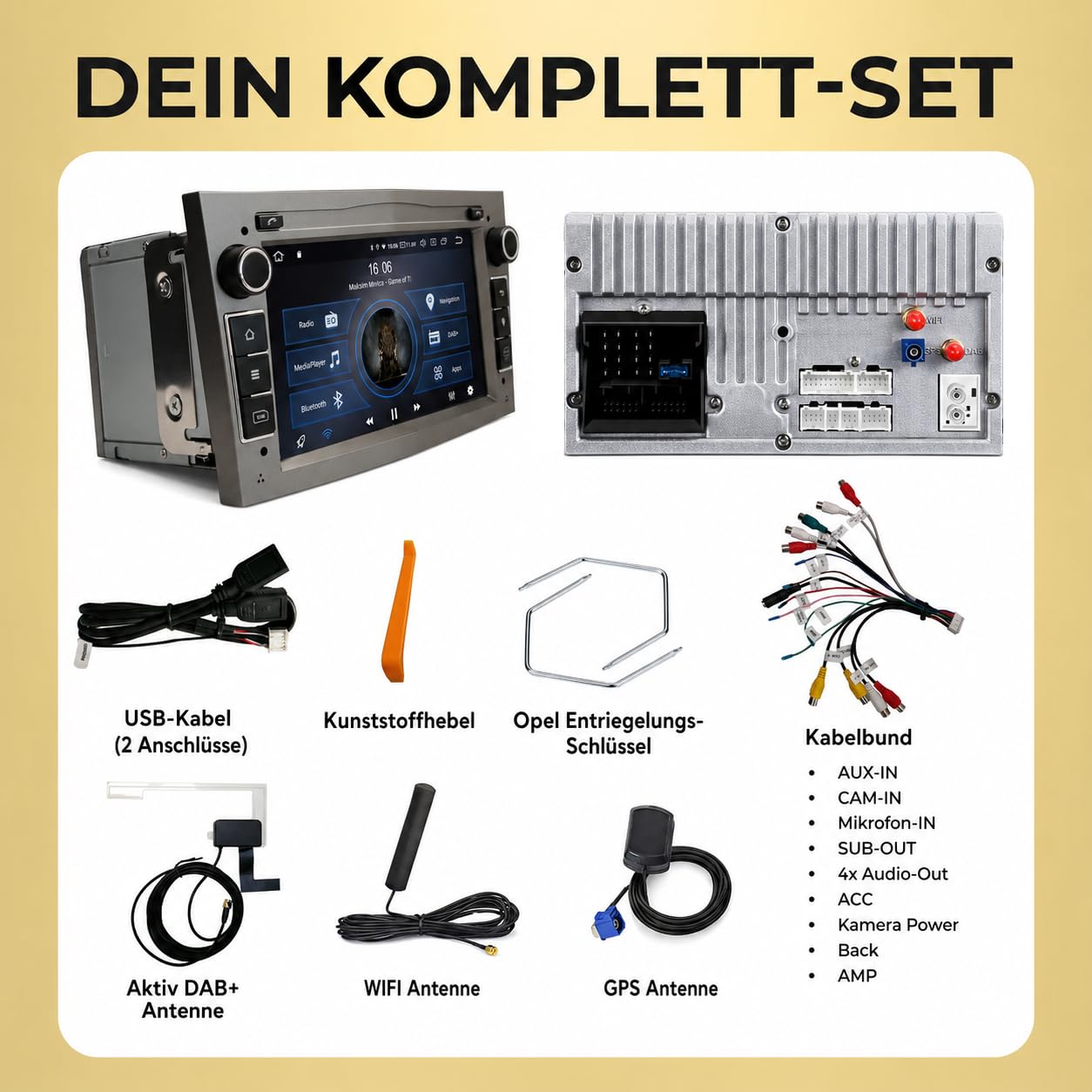 M.I.C. AO7 Android 13 Autoradio mit Navigation: QC 665, 4GB+64GB, 7 Zoll, SIM, Apple CarPlay & Android Auto,DAB+,GPS –Ersatz für Opel Antara Astra h Combo Corsa d Meriva Signum Vectra Vivaro Zafira b
