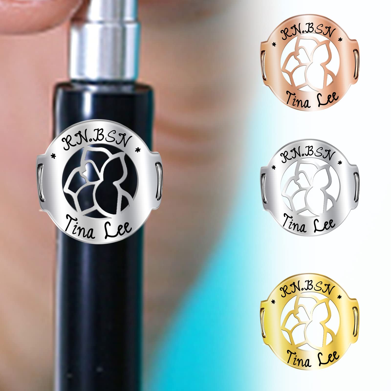 Personalizada etiqueta con nombre estetoscopio, estetoscopio encantos accesorios grabado nombre nacimiento flor, Enfermeras Semana regalo para la enfermera practicante médico asistente vet médico
