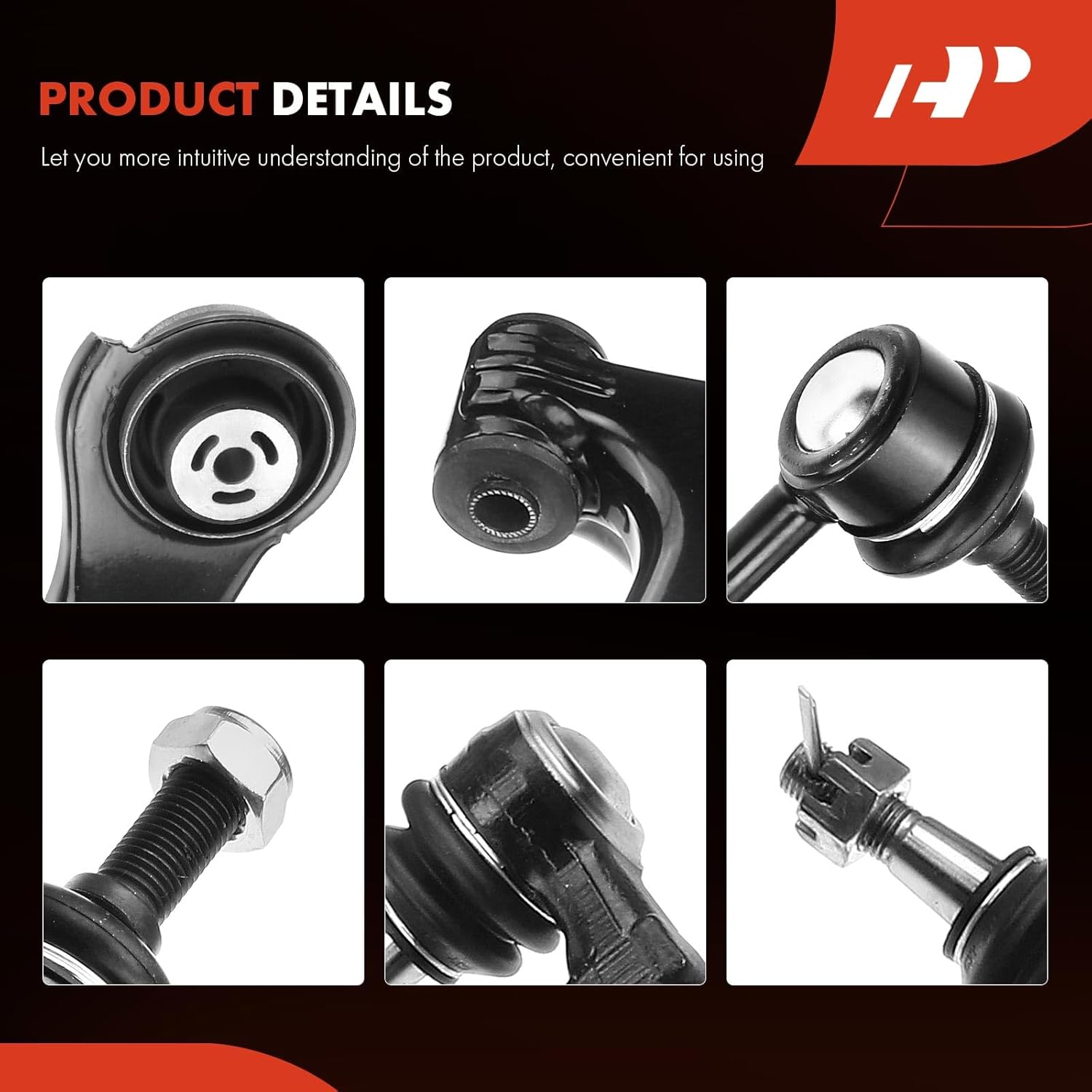 A-Premium Set of 6, Front Lower Control Arm Sway Bar Link Outer Tie Rod End, Compatible with Dodge Grand Caravan 2008-2019 & Chrysler Town & Country 2008-2016 & Volkswagen Routan 2009-2013 & Ram C/V