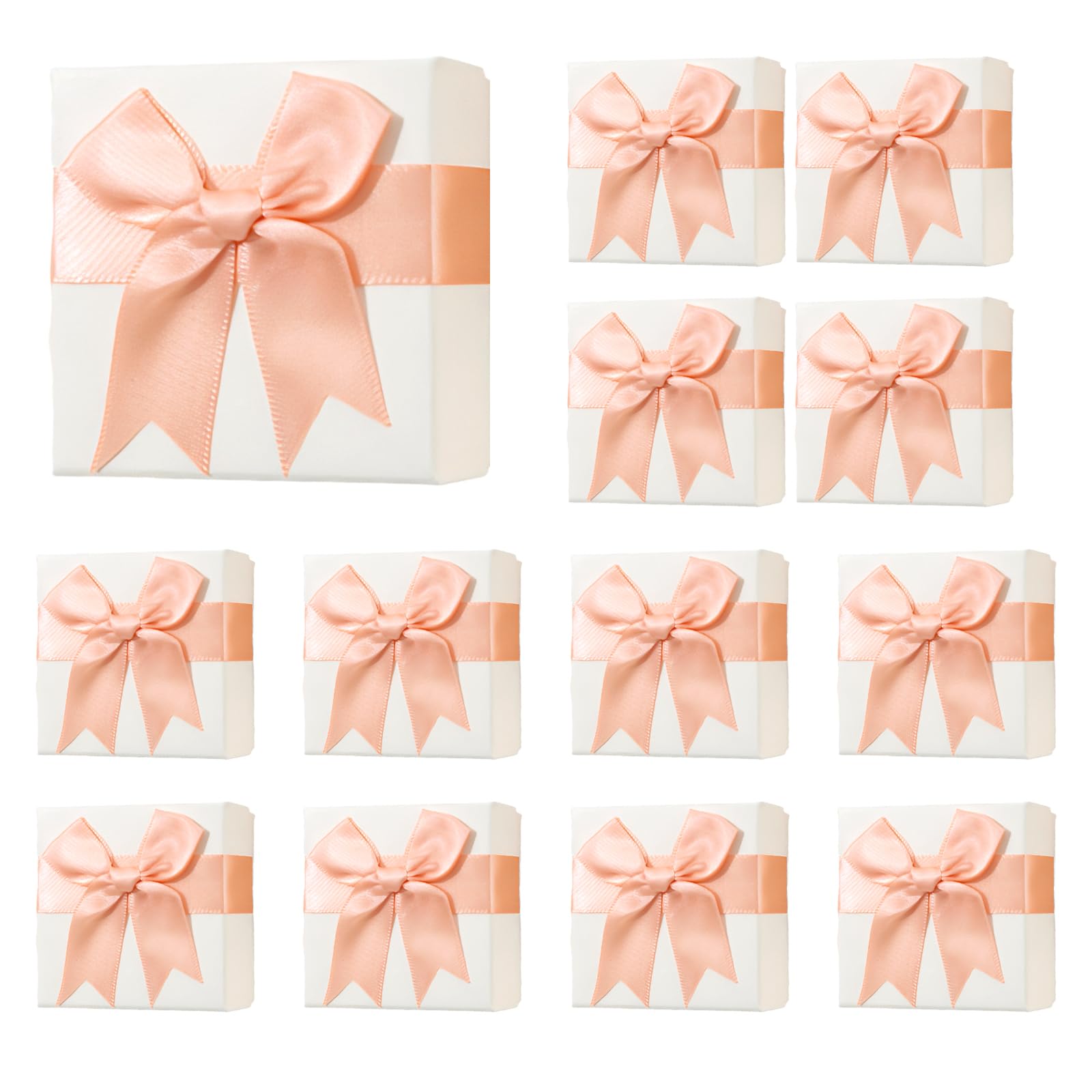 Kikaword Pink 12Pcs Small Gift Boxes And Gift Bags,7X7x3.5cm Kraft Jewellery Gift Box With Bow-Knot, Ring Earrings Necklace Gift Box With Lids For Birthdays, Weddings Christmas Presents
