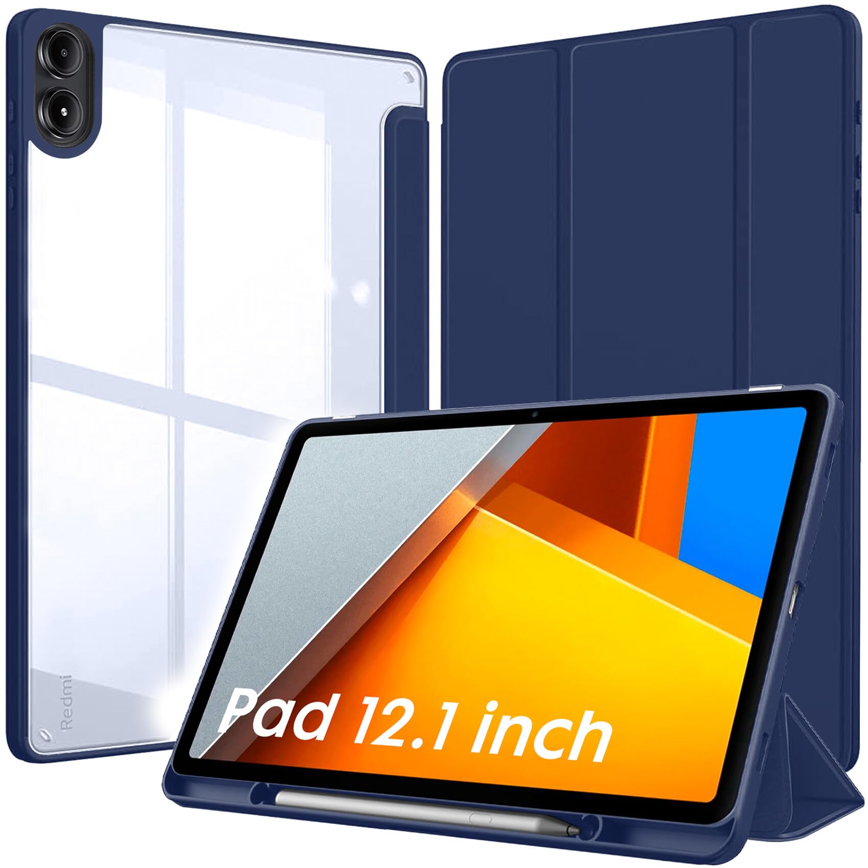 Robustrion Cover for Poco Pad 12.1 Cover Case, Hybrid Cover with Pencil Holder for Poco Pad 5G Tablet 12.1 inch [ Auto Sleep Wake Support] [Transparent Back]- Navy (B0D9XSXS8Z) Amazon Price History, Amazon Price Tracker