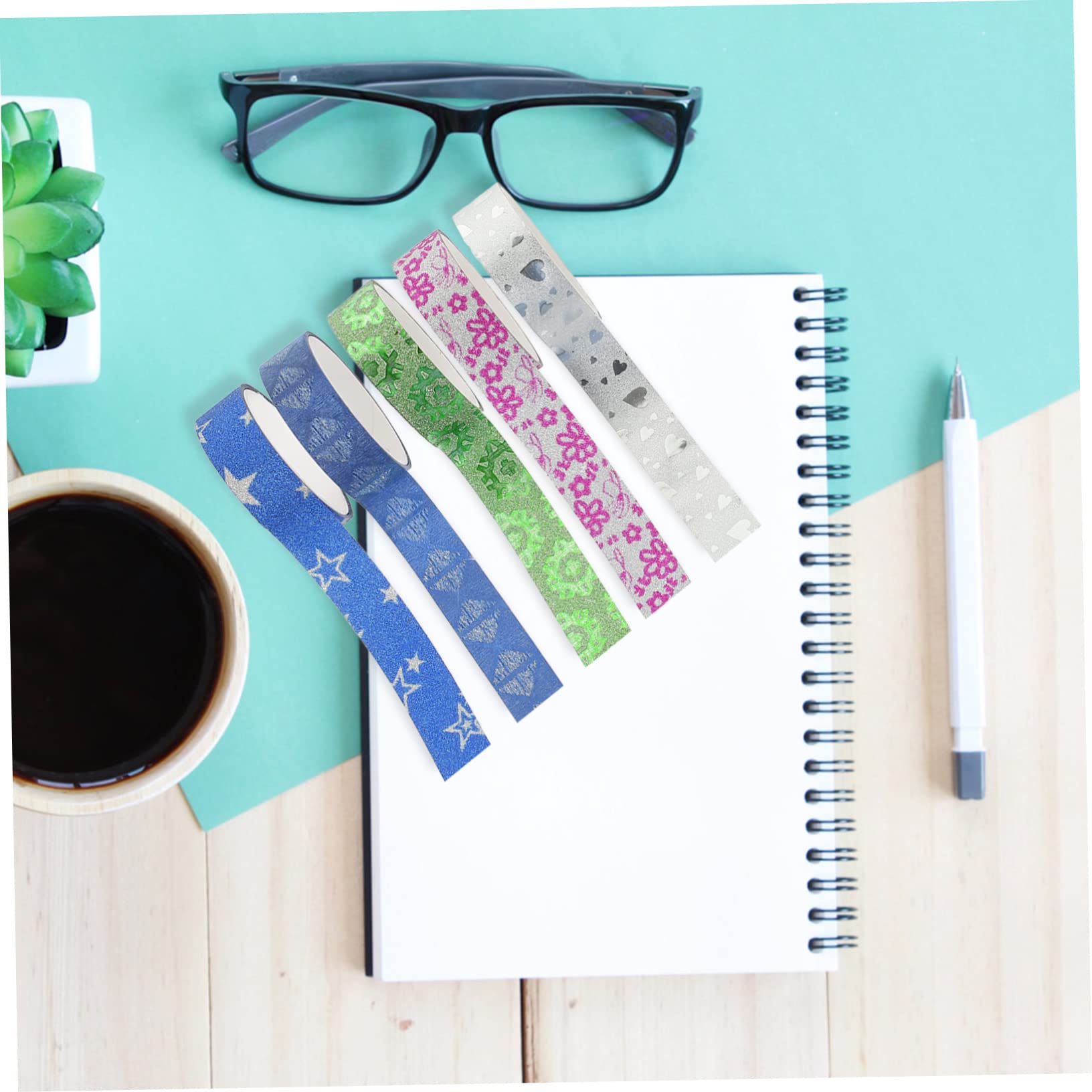 LALAFINA Nastro Washi Glitterato per Ragazzo Ragazza, 100 Pezzi Decorativi | Carta Motivo Delicato, per Journal e Planner, Set Portatile per Progetti DIY