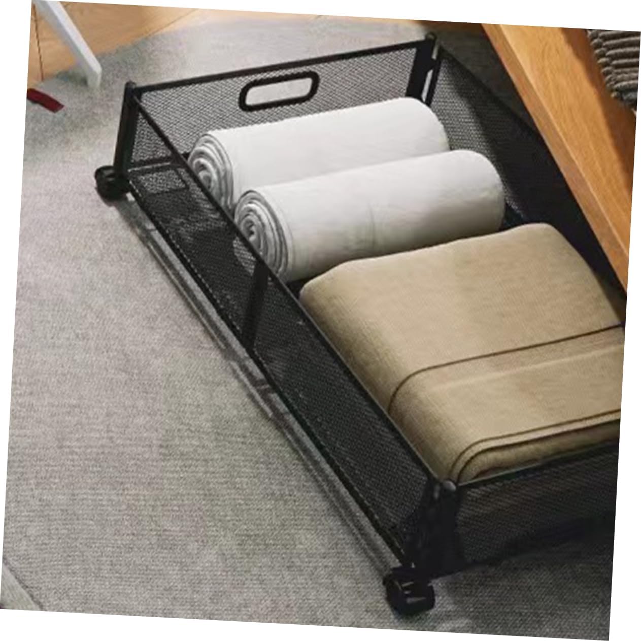 Vaguelly Foldable Under Bed Storage Organizer Drawers Space Saving Metal Bed Storage Container for Clothes and Shoes Fits Under