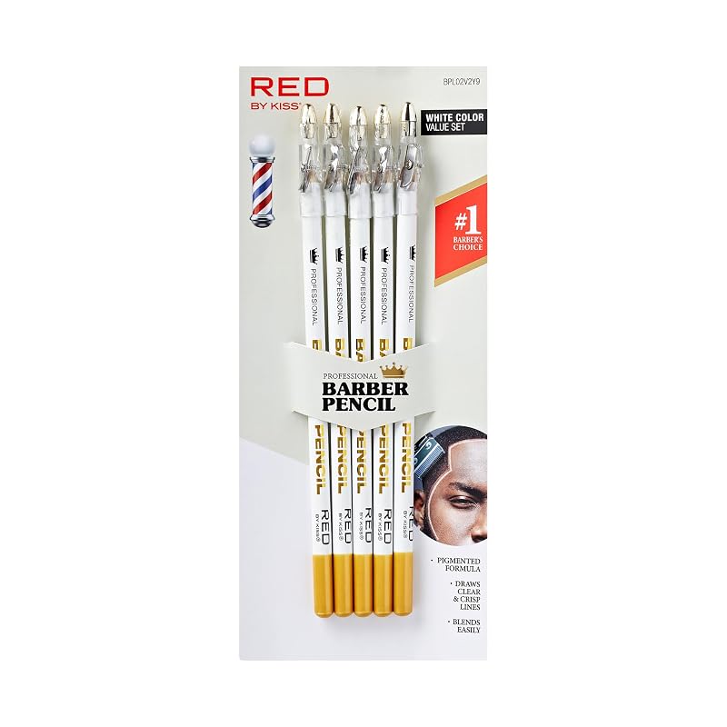 Red by Kiss Lápis para Barbeiro com Apontador Integrado, 5 unidades
