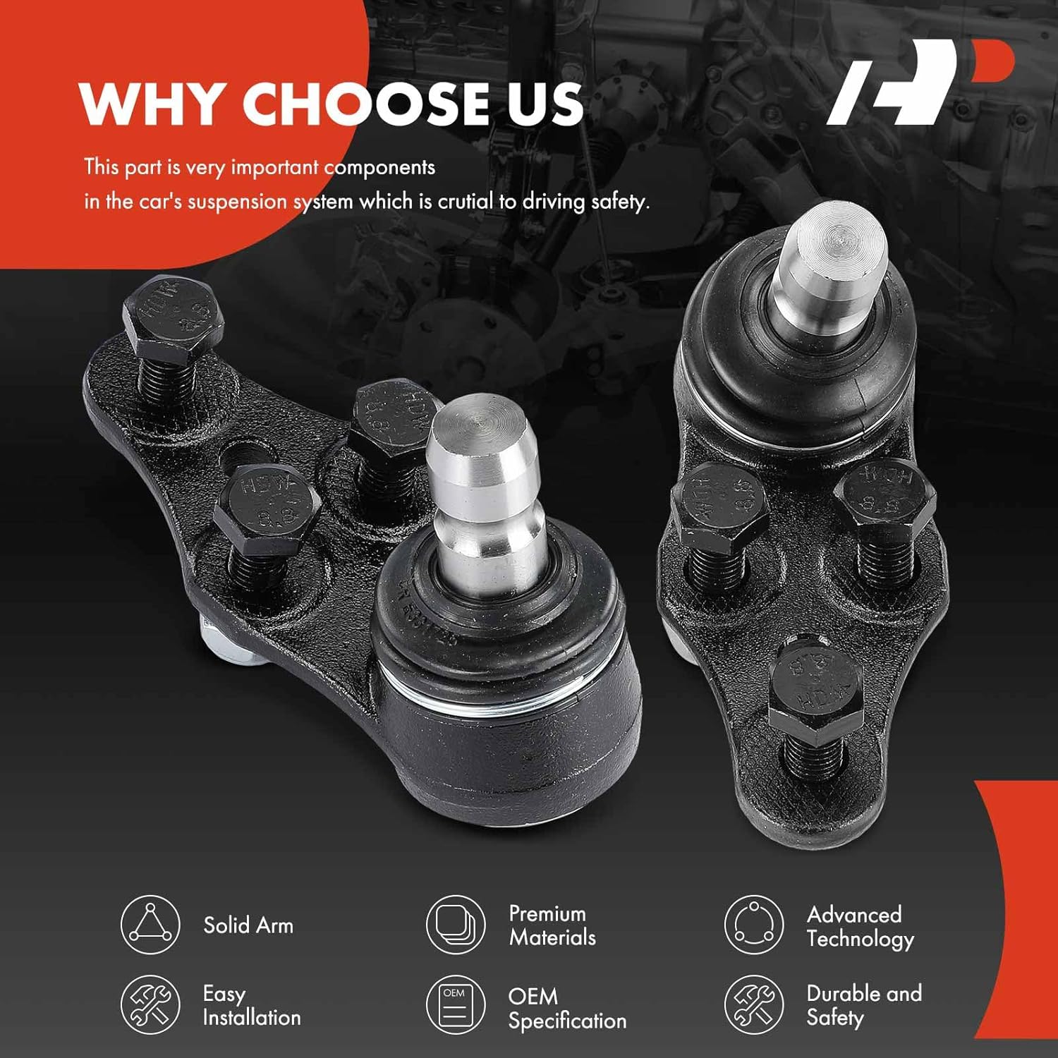 A-Premium 2 x Front Lower Ball Joint, Compatible with Suzuki Forenza 2004-2008, Reno 2005-2008 & Chevrolet Optra 2004-2007