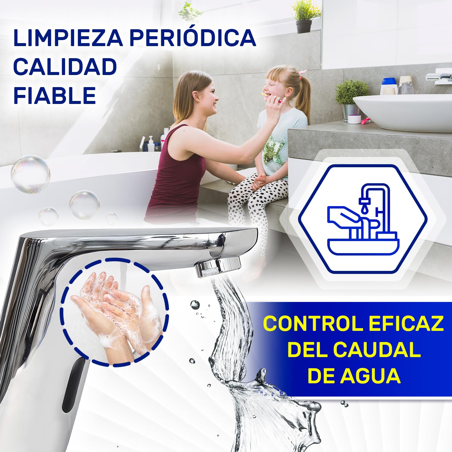 Grifo Sensor Automatico para Lavabo se Abre y Cierra por Infrarrojos y Funciona con Pilas - Garantía de 10 Años - MONTERAL