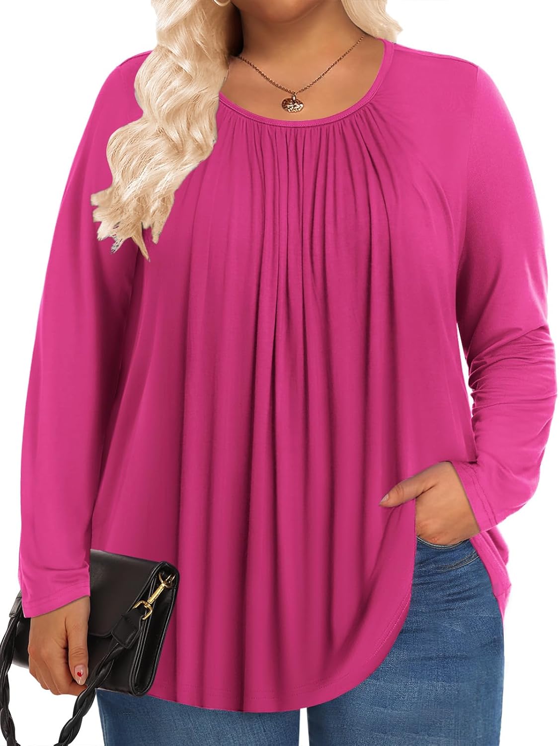 Womens Plus Size Tops Long Sleeve Shirts Fall Tunics Blouses Wear with Leggings