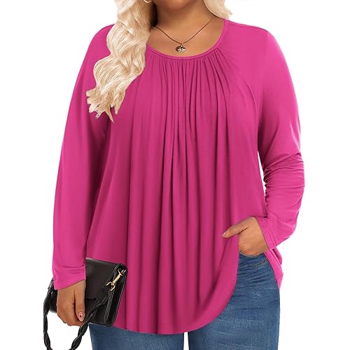 Womens Plus Size Tops Long Sleeve Shirts Fall Tunics Blouses Wear with Leggings