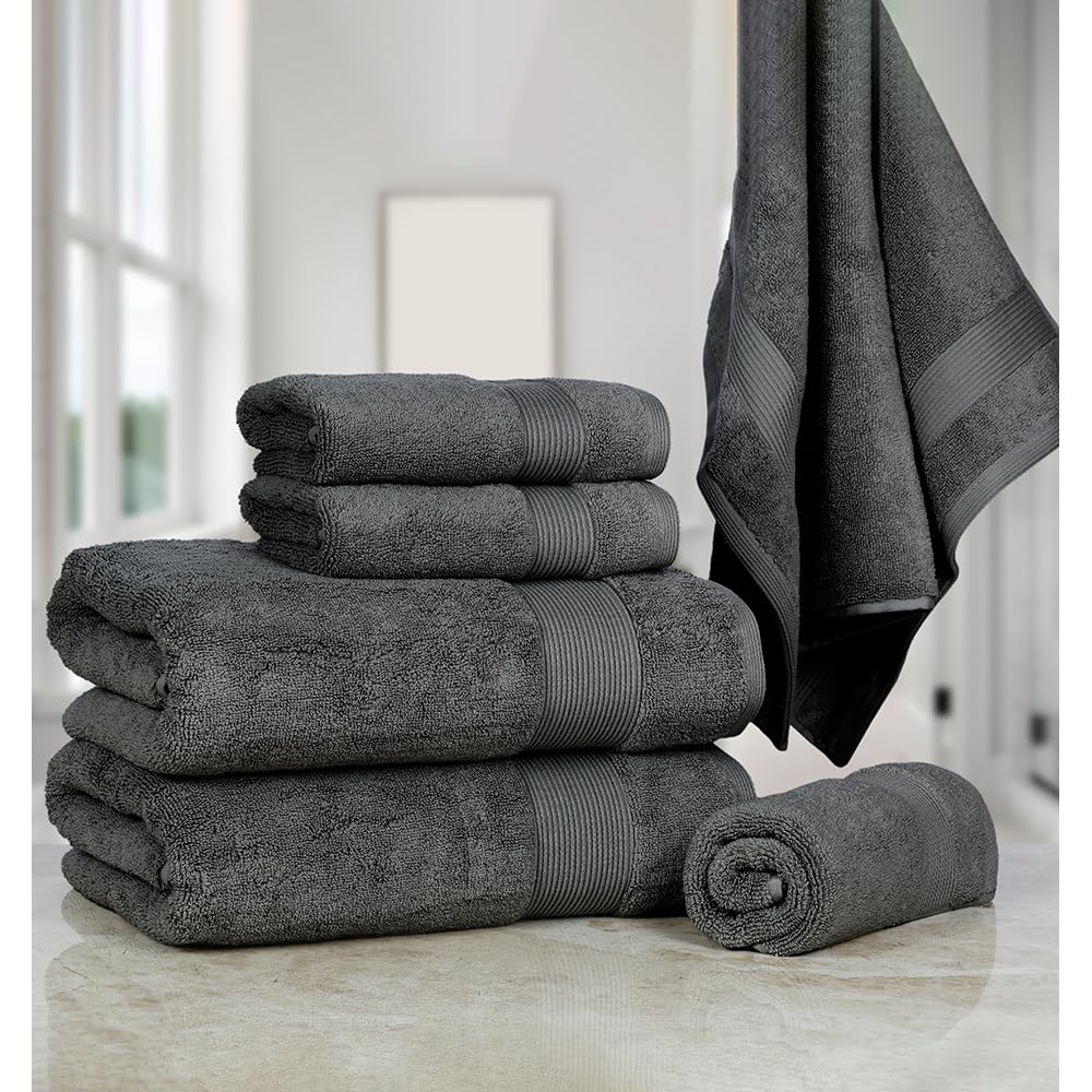 CASALINO Bath Towel, 6 Piece Bathroom Towel Set, Highly Absorbent ...