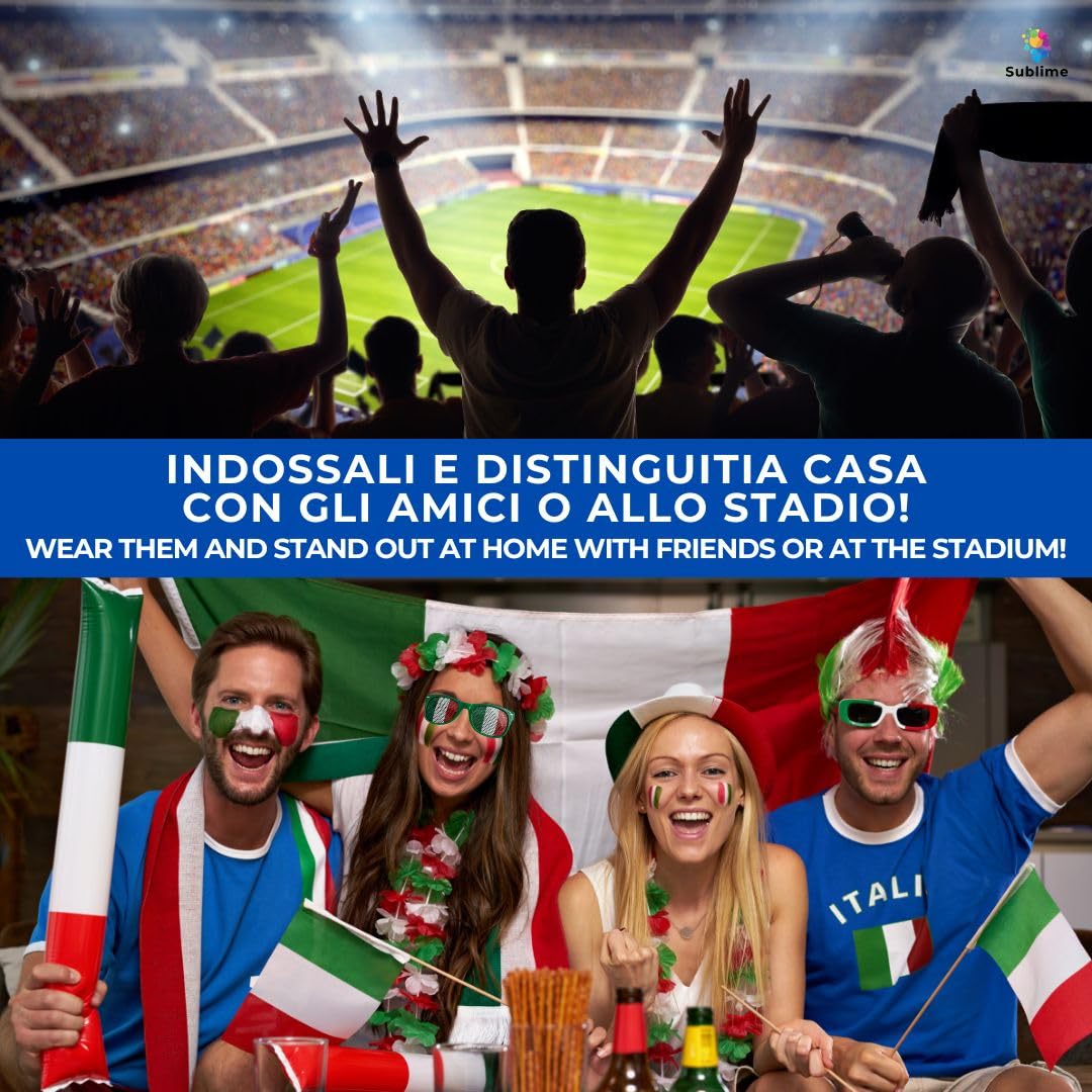 Occhiali da Sole Italia Nazionale Tricolore Tifosi Azzurri 100% Made in Italy