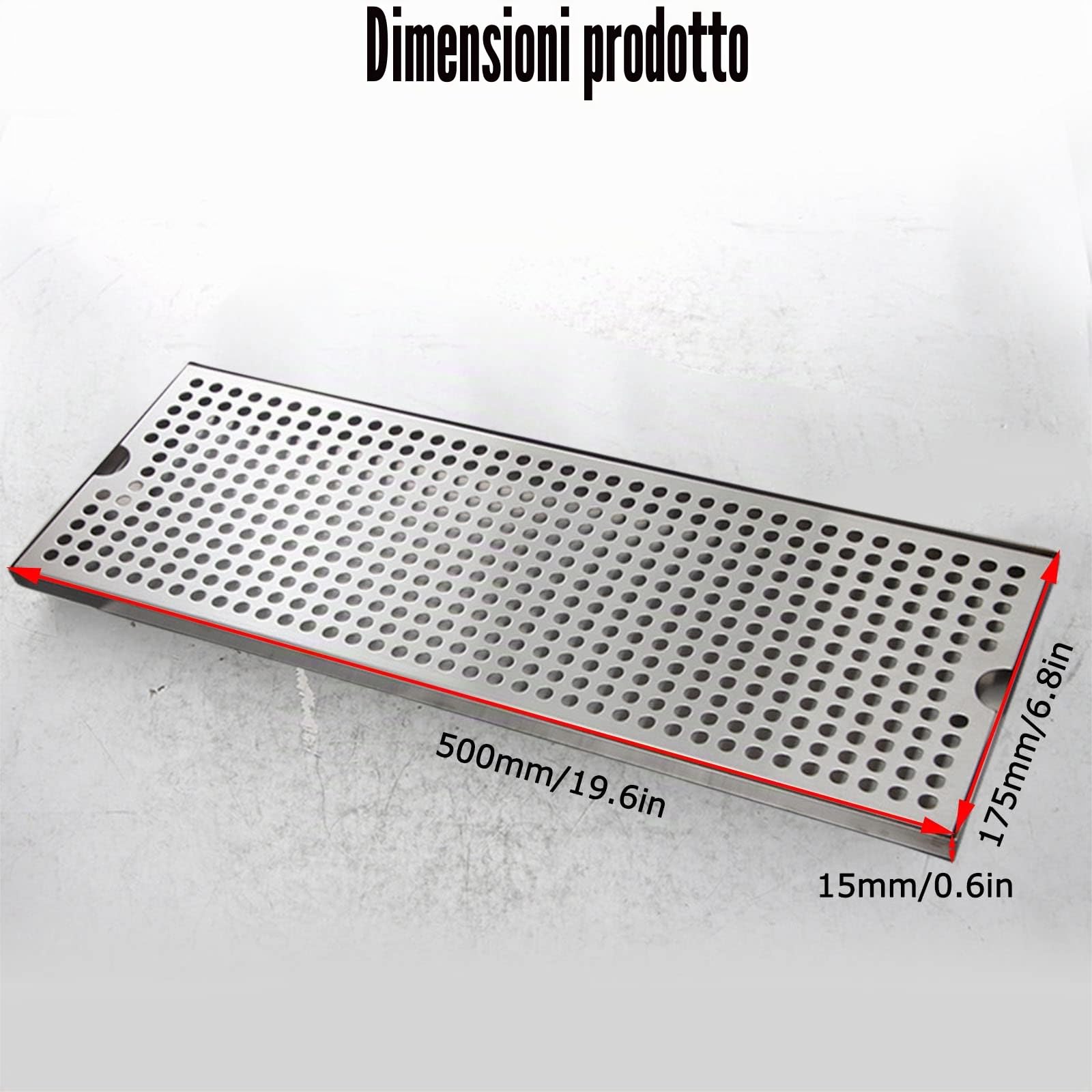 Vassoio antigoccia in acciaio inox, rettangolare, per bar, mini frigorifero, non necessita di scarico