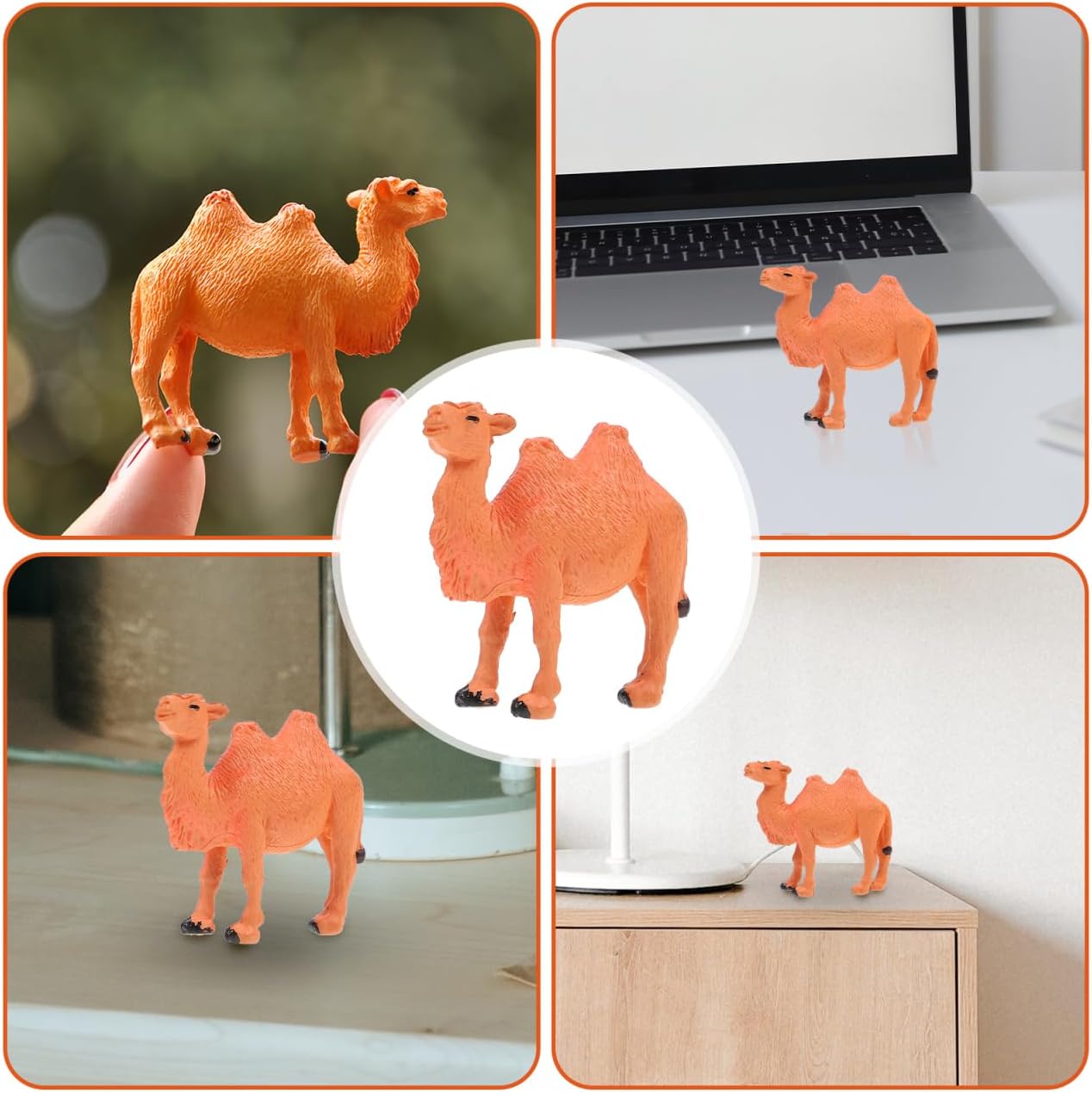 4PCS Hand Painted Camel Figurines - Light Brown PVC Desert Animal Models For Decor & Cake Toppers