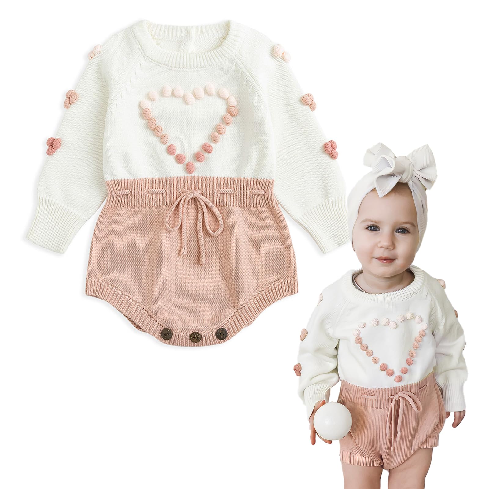 Simplee kids Baby Boys’ Girls’ Knitted Romper Jumpsuit Long Sleeve Onesie Bodysuits One Piece Outfits Sweater