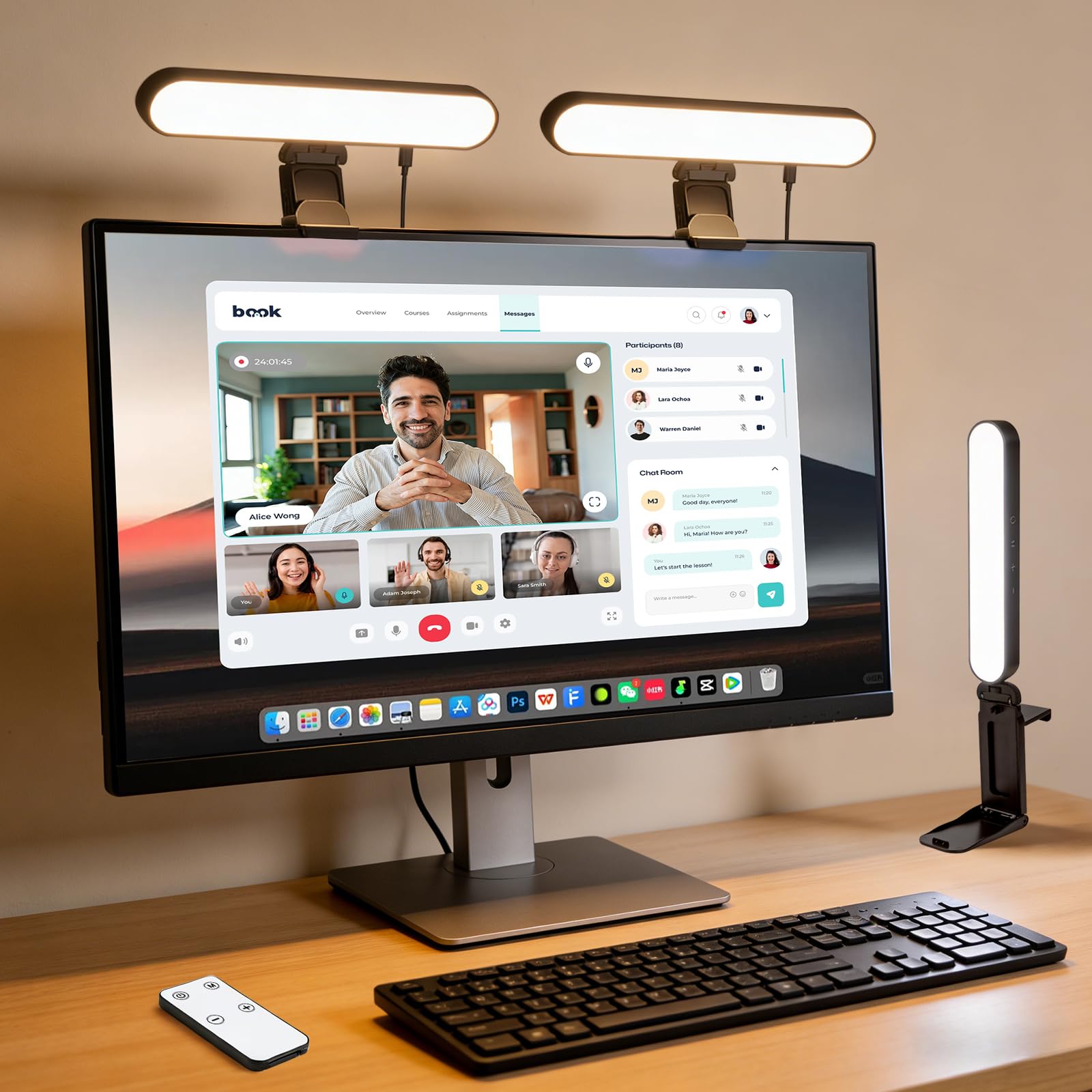 Luce per videoconferenza per computer portatile e telefono; luce luminosa per selfie, computer, laptop, videoconferenza, luce monitor luce per webcam, zoom, chiamate, video, riunioni