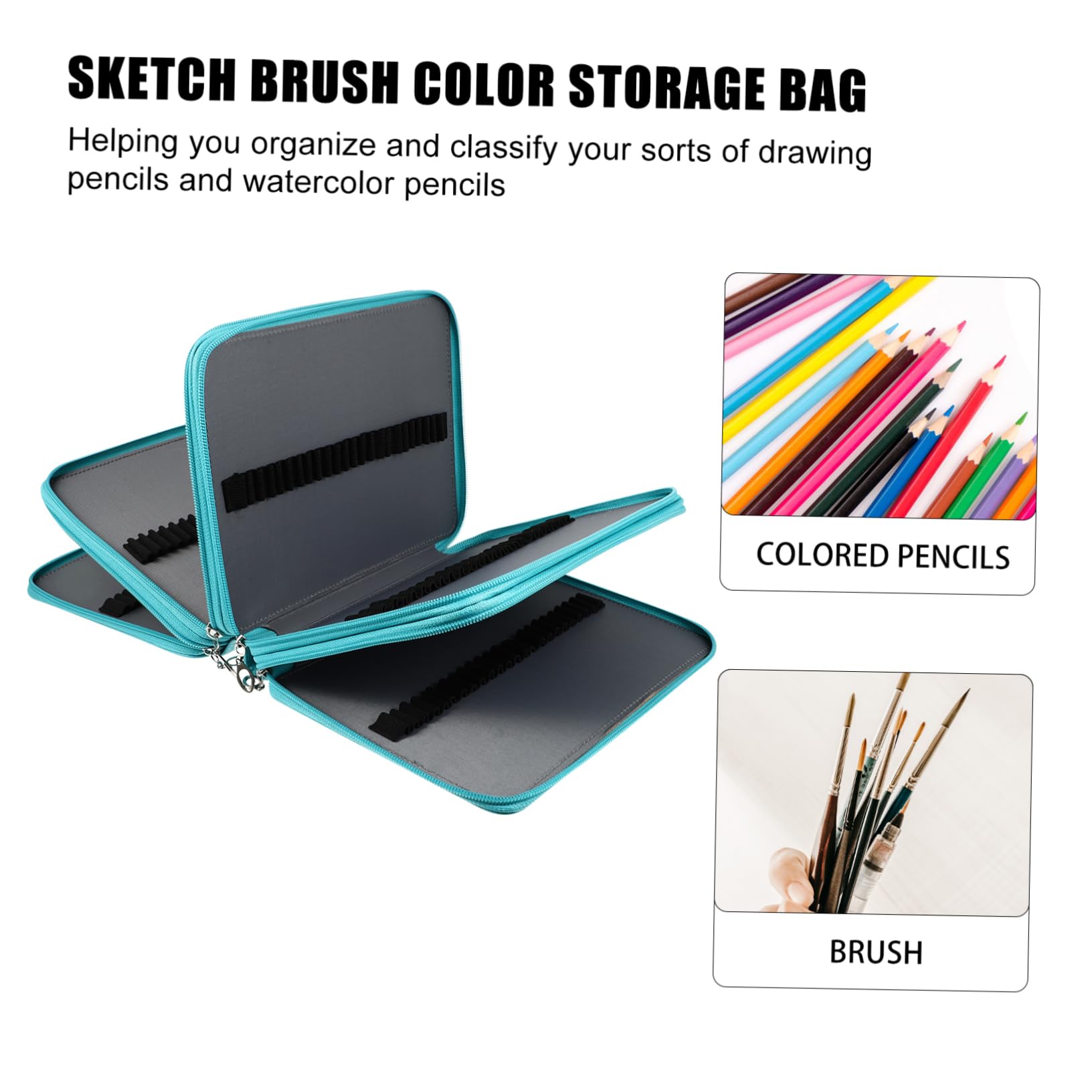 DOITOOL Astuccio per Matite Artistiche in Pu Blu 184 Fori Grande | Design Pieghevole Multi-tasca, per Organizzare Matite da Disegno e Acquerello, Uso per Scrittori e Professionisti