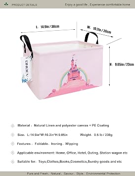 Rectangular Pink Castle Princess Closet Bedroom Storage Bin