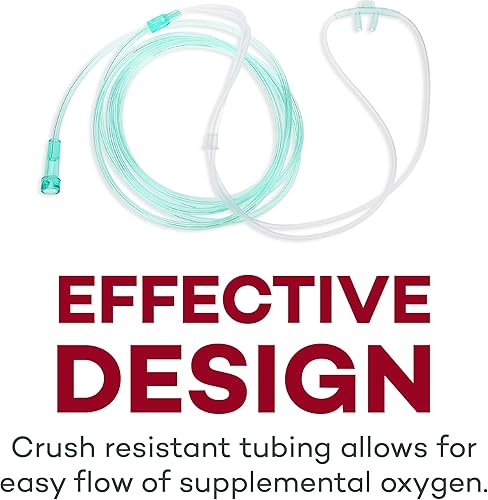 Miniatura 3 de Dealmed Cánula nasal estándar para adultos, recta con 7 pies (6.9ft), verde suave, tubo nasal de cánula para oxígeno, altamente visible, resistente