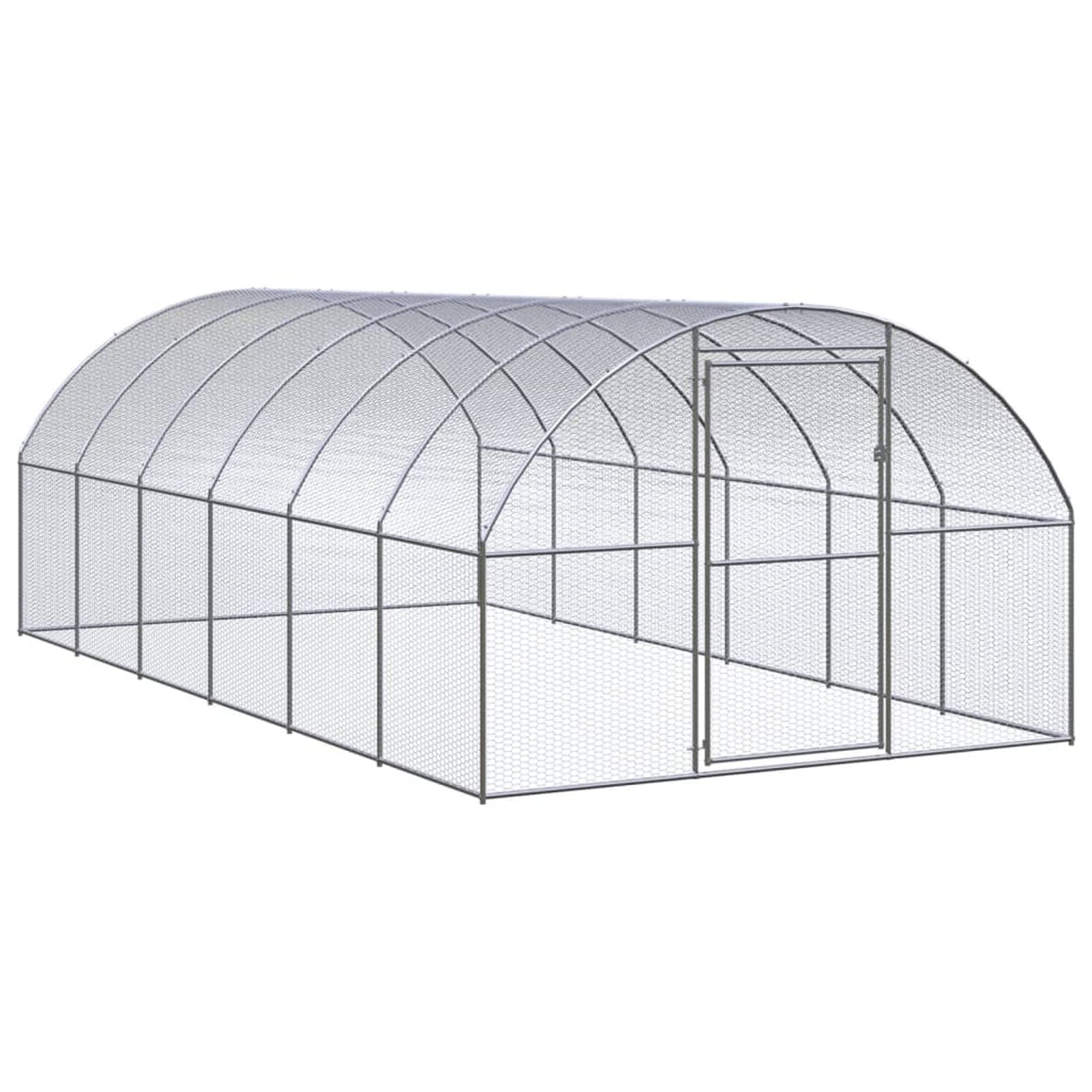 Gallinero Exterior Grande Festnight Con Cubierta Y 2 Puertas – Acero Galvanizado 400x200x198.5 Cm, Resistente A La Intemperie