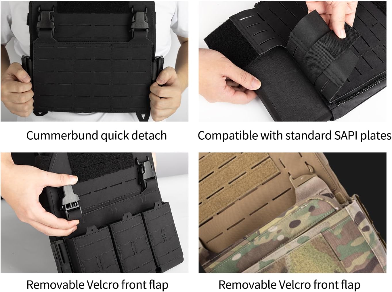 YAKEDA Tactical Training Vest with PALS System - Adjustable Straps Quick-Release Buckle for Hunting