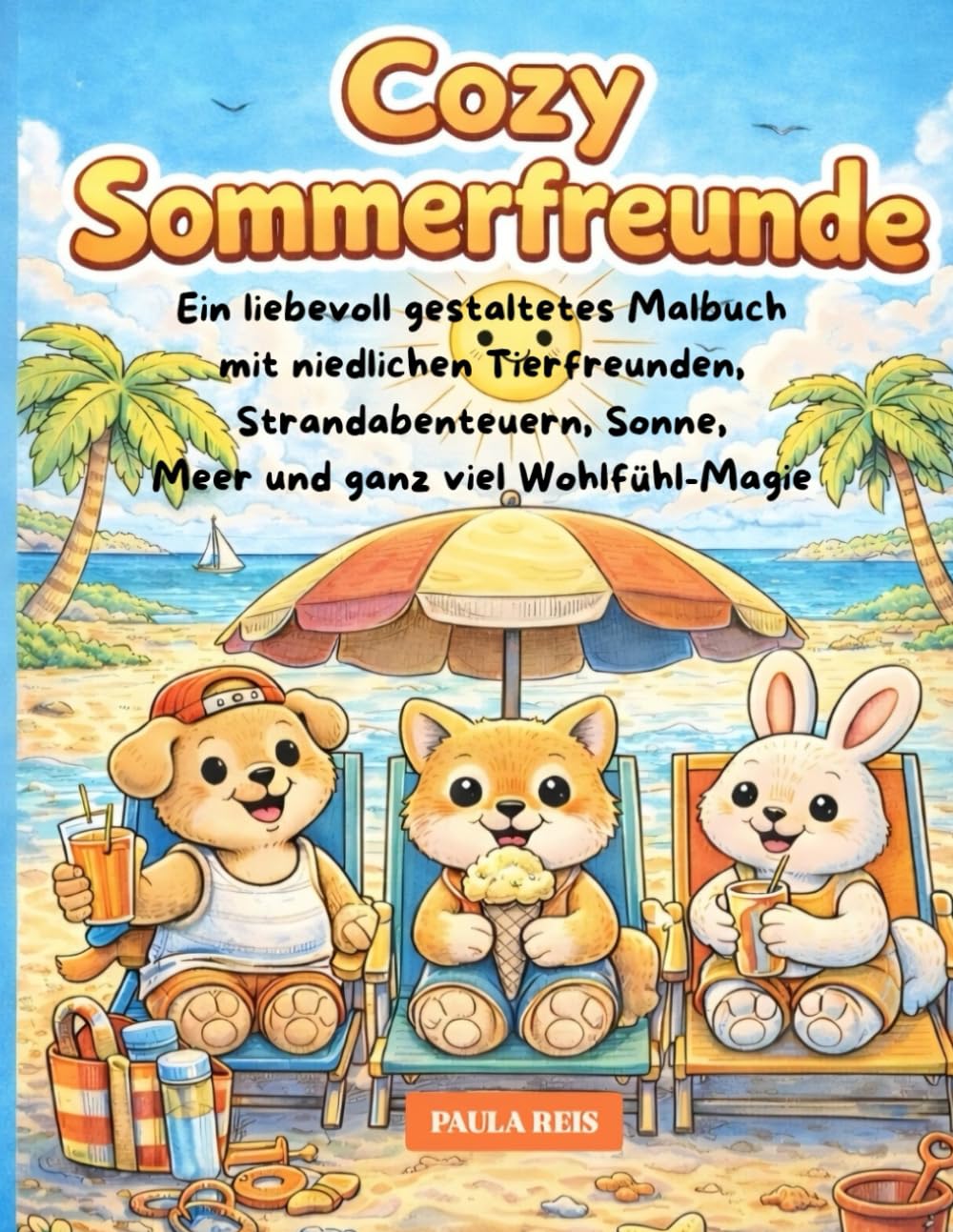 Cozy Sommerfreunde: Ein liebevoll gestaltetes Malbuch mit niedlichen Tierfreunden, Strandabenteuern, Sonne, Meer und ganz viel Wohlfühl-Magie