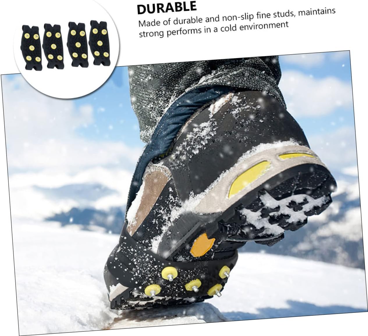 2 Pairs Non-Slip Shoe Covers Mountaineering Ice Grippers Anti-Slip Shoe Covers Snow Shoe Grippers Ice Grippers for Shoes and Boots Ice Cleats Grippers Boots Grips Black TPE