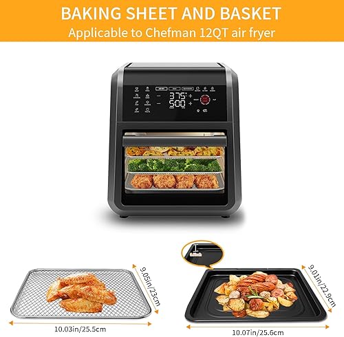 Miniatura 2 de Accesorios para freidora de aire Chefman de 12 cuartos de galón 6 en 1 horno de convección digital de encimera, bandeja de goteo de freidora de aire