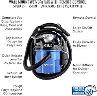Vista 2 de Vacmaster VWM510 5-Gallon 5 Peak HP Remote Control Wall Mount Wet/Dry Shop Vacuum , Blue