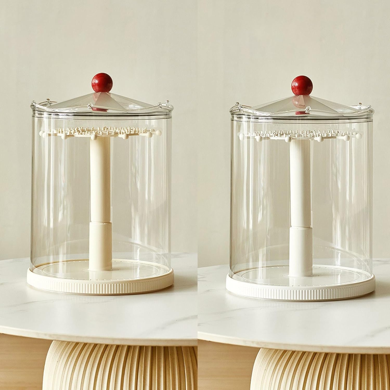 Rotating Display Stand for Collectible Keychains and Miniature Figures with Multi Layer Storage Clear Cover Multi Layer ABS Jewelry Showcase Rack