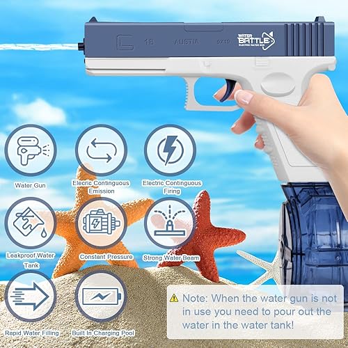 Miniatura 3 de OSDUE Pistola de agua eléctrica de juguete  Pistola de agua de alta capacidad de 465 cc + 60 cc para adultos y niños, pistolas de chorro de agua de